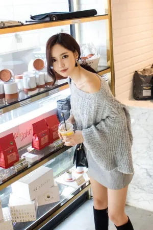 韩国网店模特 最新针织毛衣短裙网拍 손윤주