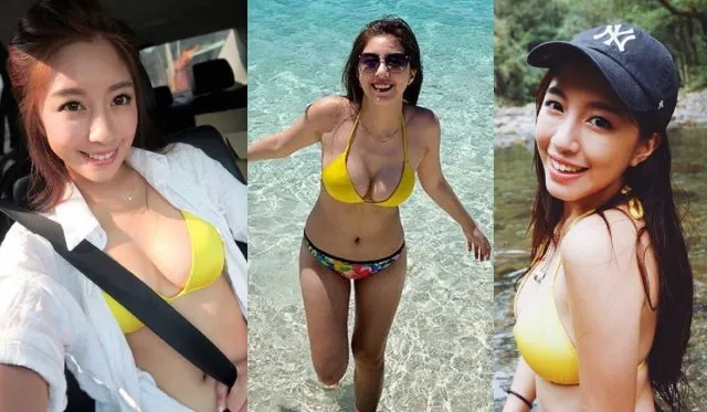 台湾正妹Nono澳洲Hyams Beach黄色比基尼性感照片 辜莞允