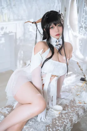 [WeiboGirl]微博红人 私房性感白色低胸婚纱装 不挠 Meroko_魅瞳