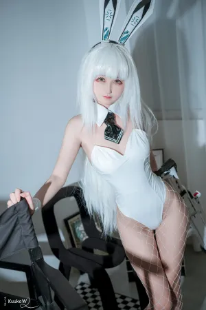 [Cosplay]角色扮演 白色 皮质连体衣 白丝网袜 Blanc KuukoW