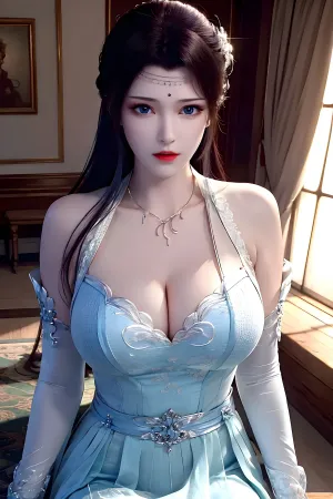 [AIBeauty]爱美女 No.038 蓝色 连衣裙美女 完美写真 云韵 AI美女