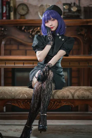 [Cosplay]角色扮演 黑色护士装 蕾丝吊袜 黑江雫护士 花铃