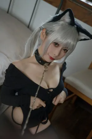 [Cosplay]角色扮演 黑色连体衣 黑猫针织衫连体衣 樱岛嗷一