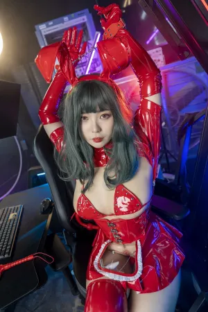 [Cosplay]角色扮演 红色 皮质兔女郎服饰 暗黑兔女郎 珟_珏Dita