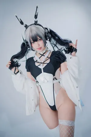 [Cosplay]角色扮演 黑白 高叉连体衣 白丝网袜 賽博少女 Ely_eee
