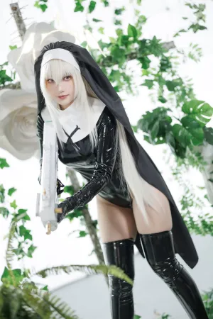 [Cosplay]角色扮演 修女装扮 黑色 皮质连体衣 歌住樱子 Cien恩恩