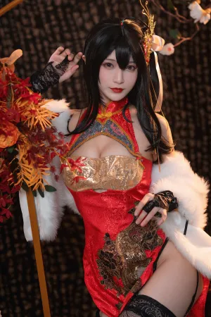 [Cosplay]角色扮演 性感 红色 高开旗袍 大凤旗袍 铁板烧鬼舞w