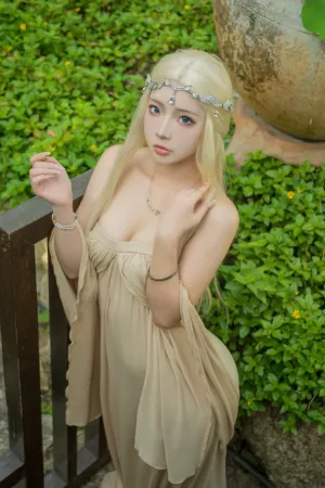 [Cosplay]角色扮演 泳池边 脱薄纱长裙 埃尔夫伍德绿 yuuhui玉汇