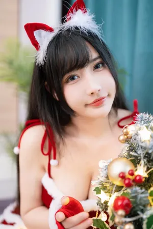 [Cosplay]角色扮演 红色 圣诞吊带短裙 黑丝袜 圣诞节 糖果果candy