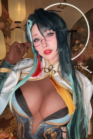 [Cosplay]角色扮演 黑色内衣 开档 连体黑丝 仙云护圈 雨波_HaneAme