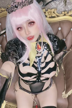 [Cosplay]角色扮演 黑色 情趣连体服 黑皮袜 Mori_Calliope Byoru