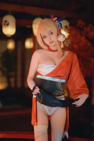 [Cosplay]角色扮演 日系服饰 半脱 白色内衣 原神宵宮 莱可Raika