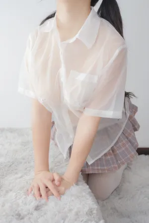 [FuLi]米友福利 白色 透明短T 格子短裙 超薄白丝 晴涩14 森萝财团