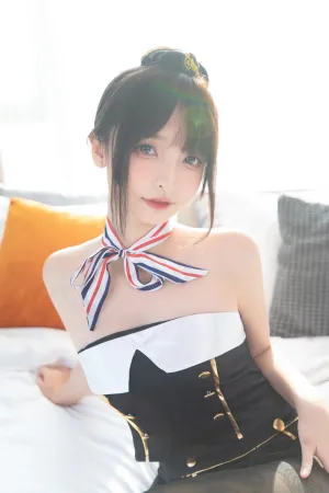 [WeiboGirl]微博红人 性感空姐装扮 黑色短裙 超薄黑丝 空中邂逅 神楽坂真冬