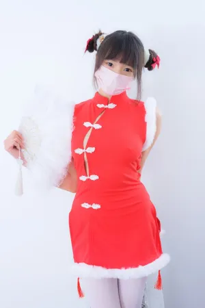 [FuLi]米友福利 春雪01主题 私房 性感 红色短旗袍 超薄 森萝财团