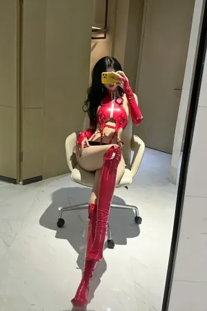 [Weme]微密圈 红色皮裤 葛征GEZHENG