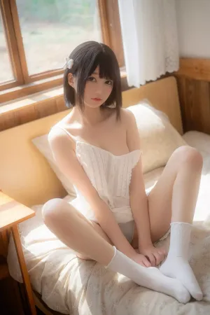 [FuLi]米友福利 白色吊带短裙 白色短袜 夏休的日记 Nagesa魔物喵