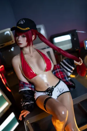 [FuLi]米友福利 红色 皮质比基尼 露油亮肌肤 宝钟玛琳船长 蠢沫沫