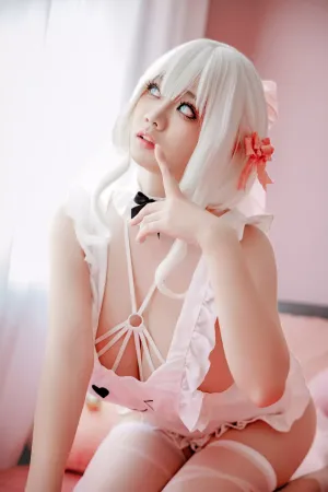 [FuLi]米友福利 白色蕾丝内衣 白丝袜 午睡围裙 阿雪雪