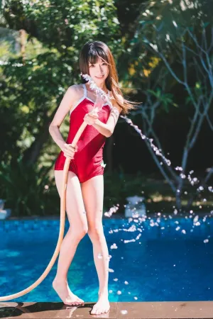 [FuLi]米友福利 玫红色泳衣 三亚之旅 Kitaro_绮太郎