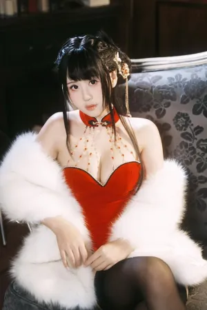 [Original]原创写真 红色 抹胸 旗袍 朱砂痣 萌芽儿o0