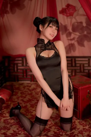 [Original]原创写真 中式 黑丝旗袍 周叽是可爱兔兔