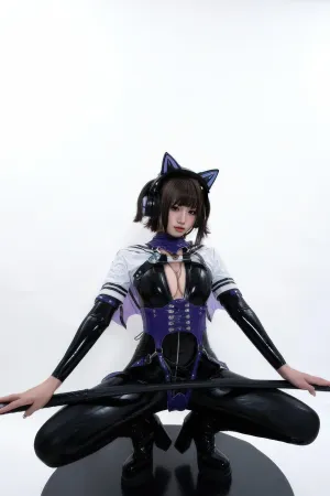[Cosplay]角色扮演 恶魔 猫耳 白棚 胶衣 柒柒不可爱