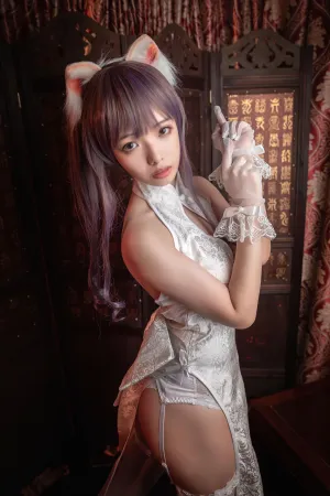 [Cosplay]角色扮演 旗袍 猫娘 白丝吊带袜 雯妹不讲道理
