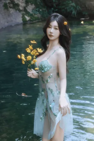 [XR]秀人内购 手捧鲜花 戏水 溪水边 尹甜甜