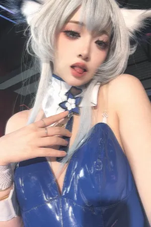 [Cosplay] 2025年11月 会员订阅 蓝色 胶衣 兔女郎 - 疯猫ss