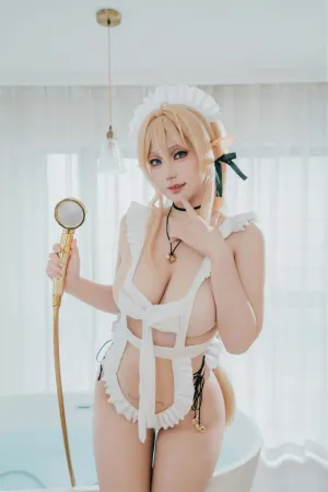 [Cosplay] 碧蓝航线 金狮 浴室 镂空 女仆 内衣 - 星澜是澜澜叫澜妹呀